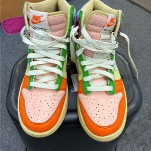 Nike Colorful High-Top Sneakers with Orange and Pink